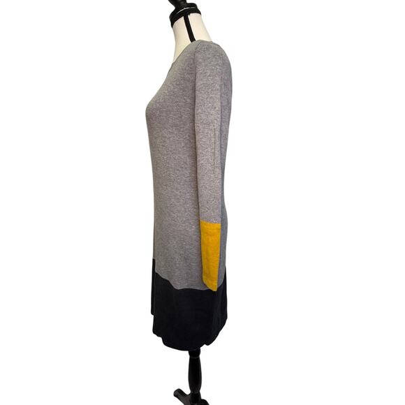 Nicole Miller New York Colorblock Sweater Dress Gray Mustard Black Size Small - Picture 2 of 6
